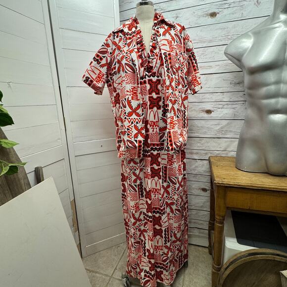 VTG McDonalds Uniform Men Hawaiian Camp Shirt & Woman Mumu Dress Employee Luau - Picture 4 of 15